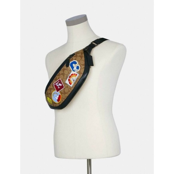 Coach X Peanuts Warren Belt Bag Signature Canvas With Varsity Patches NWT $350 - Picture 11 of 12